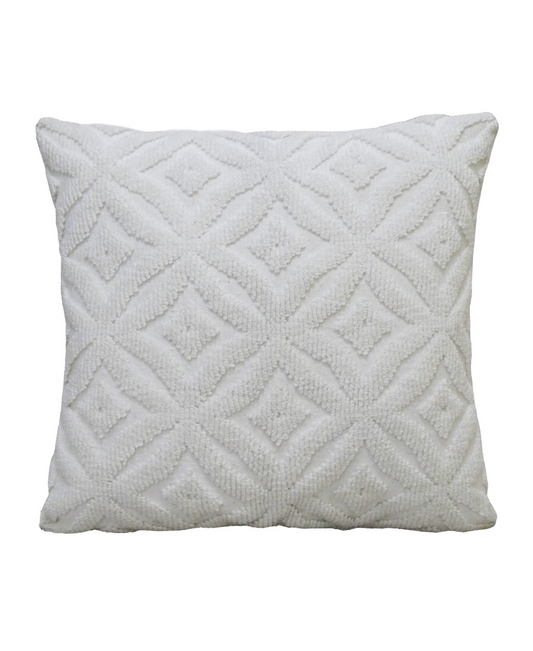 18"x18" White Indoor Outdoor Ogee Decorative Pillow