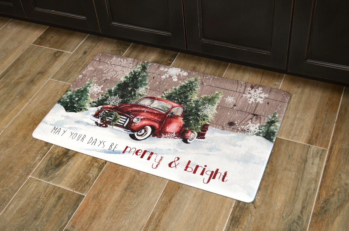 20"x32" Holiday Themed Cushioned Anti-Fatigue Kitchen Mat (May Your Days Be Merry)