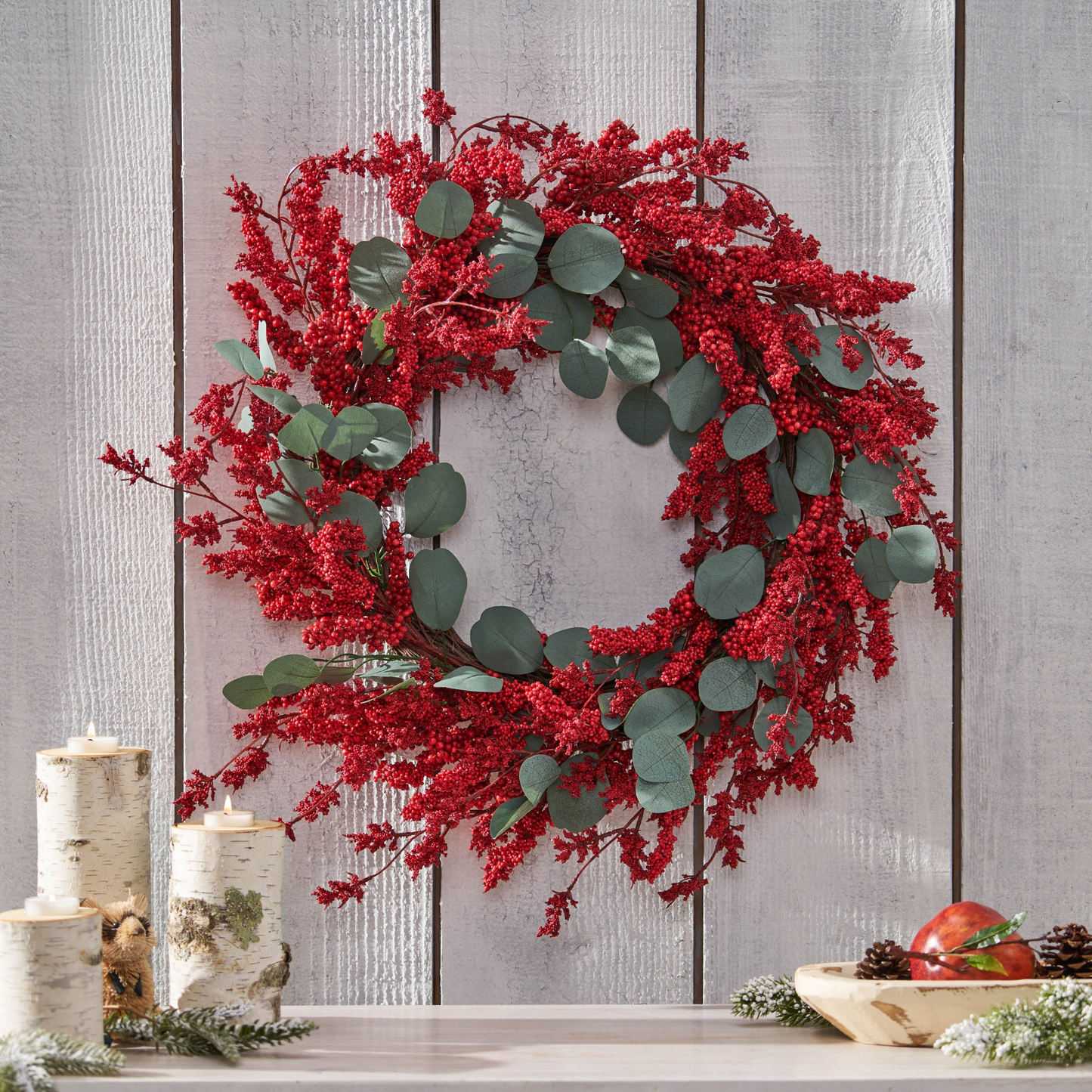 29" EUCALYPTUS/BERRY WREATH