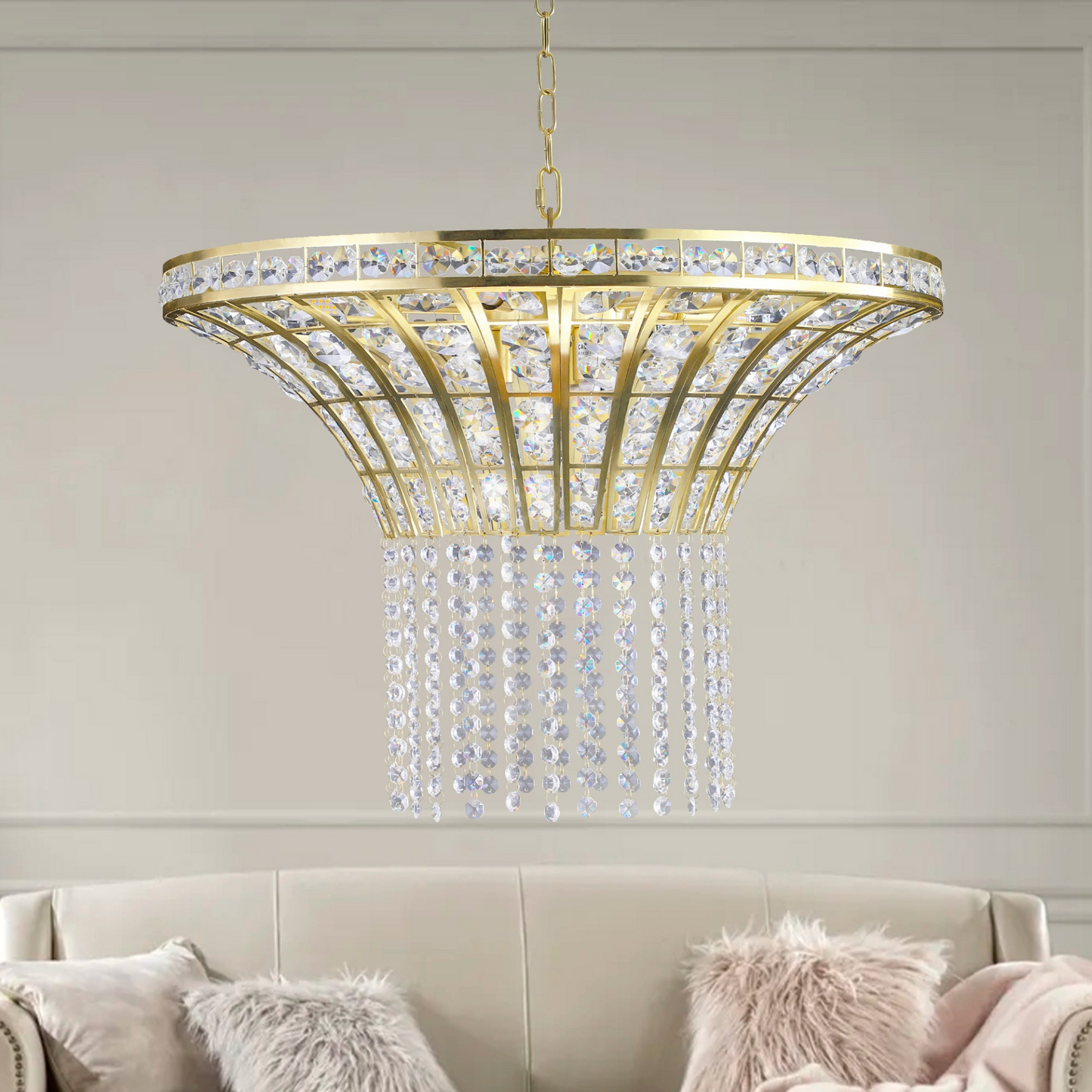 (Same as W1340120181/L5021) 8-Light 23.6" Wide Crystal Waterfall Chandelier (Bulb Not Included)