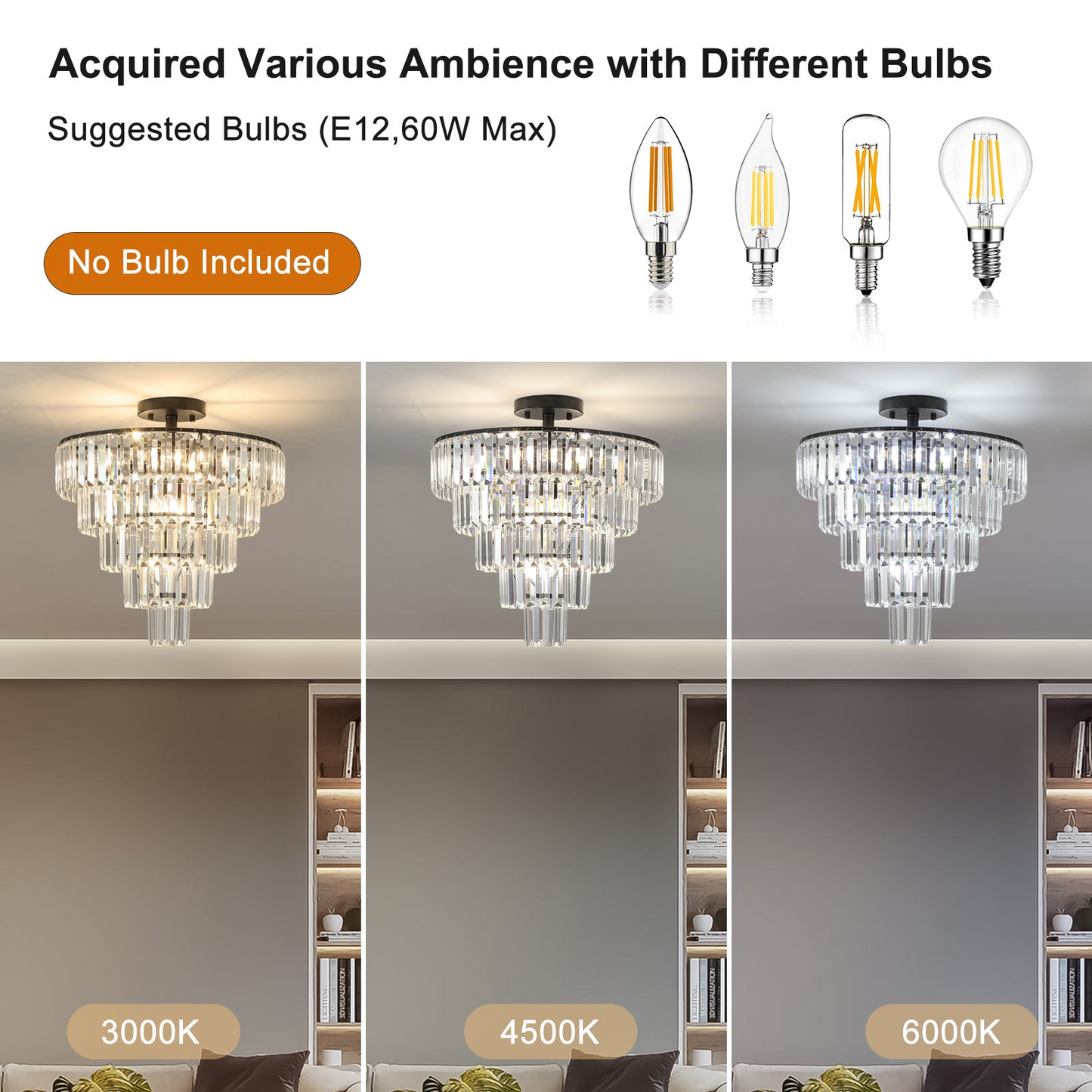 (Same as W1340110374/L5011) Black large crystal chandelier, modern style chandelier, dining room, living room, bedroom (Bulbs Not Included)