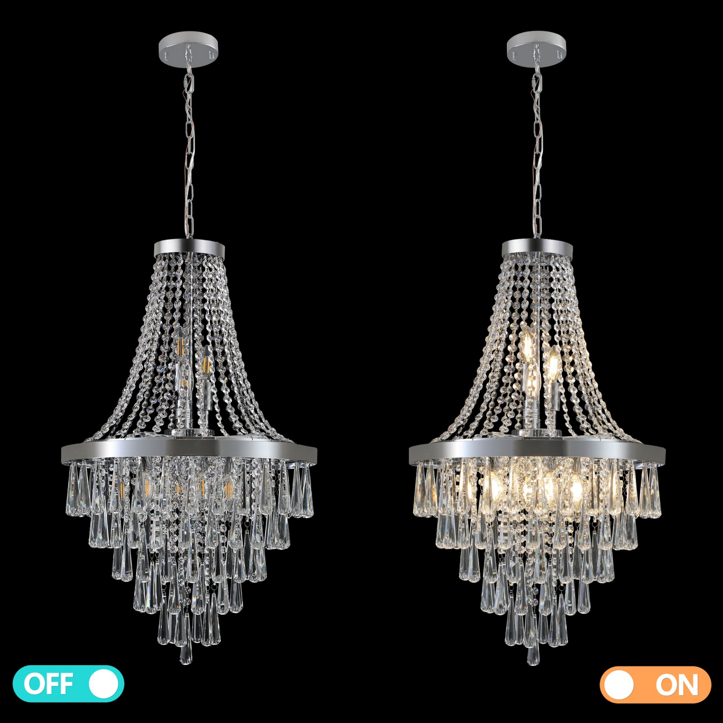 (Same as W1340P143191/L5004-500-C) Chromium color Crystal Chandeliers,Large Contemporary Luxury Ceiling Lighting(Bulb Not Included)