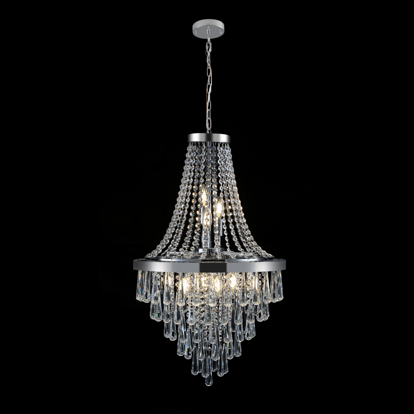 (Same as W1340P143191/L5004-500-C) Chromium color Crystal Chandeliers,Large Contemporary Luxury Ceiling Lighting(Bulb Not Included)