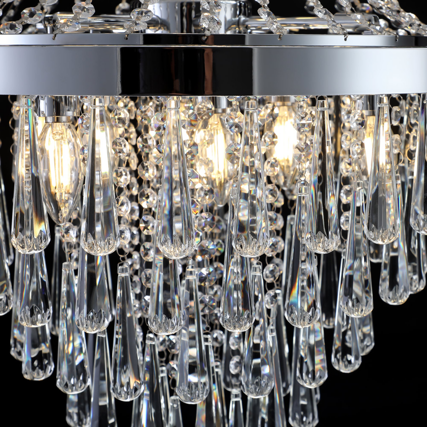 (Same as W1340P143191/L5004-500-C) Chromium color Crystal Chandeliers,Large Contemporary Luxury Ceiling Lighting(Bulb Not Included)