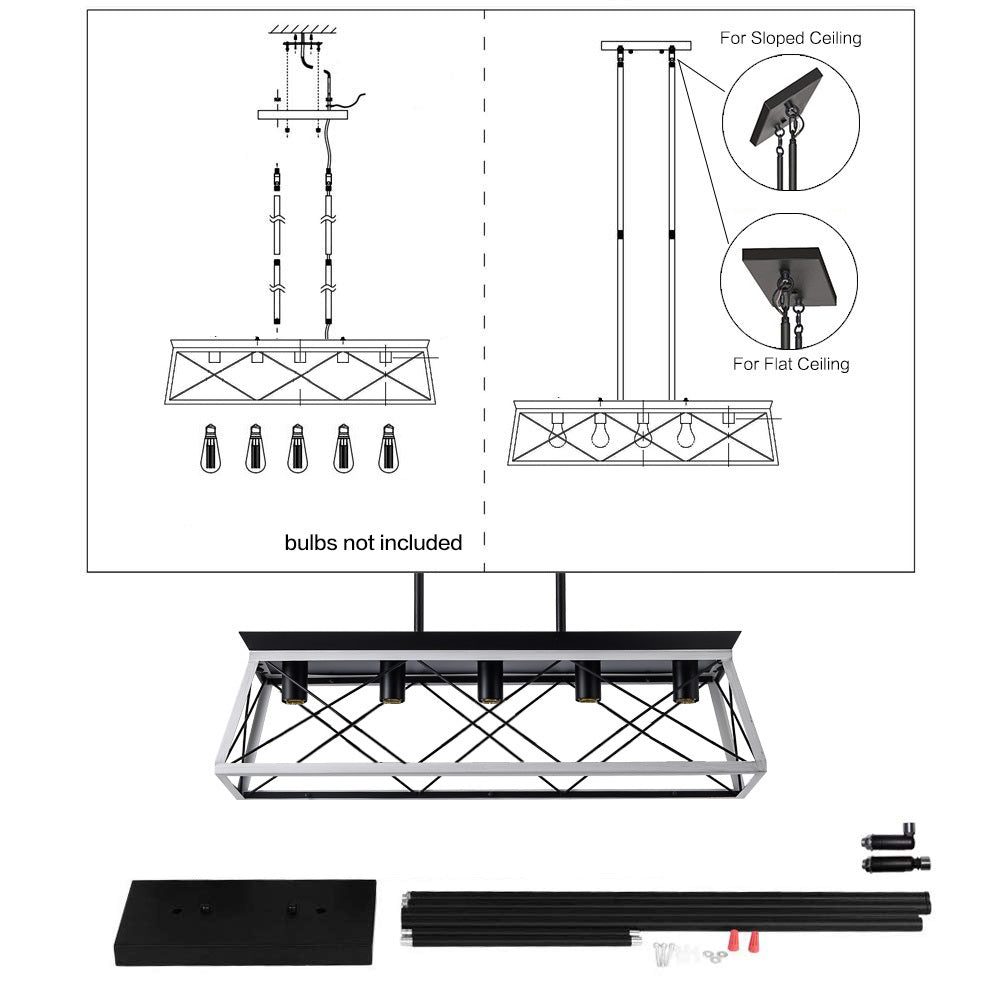 (Same as W134065438/L1001) 5-Light Farmhouse Chandeliers For Dining Room white(No Bulbs)