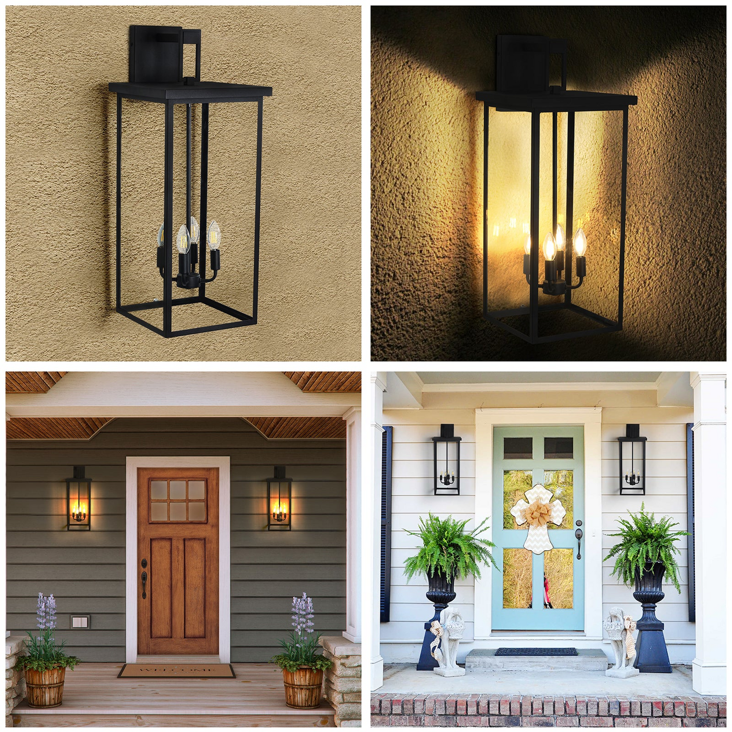 (Same as W1340119953/L1014) 4-Light Black Outdoor Wall Light (No Bulbs)