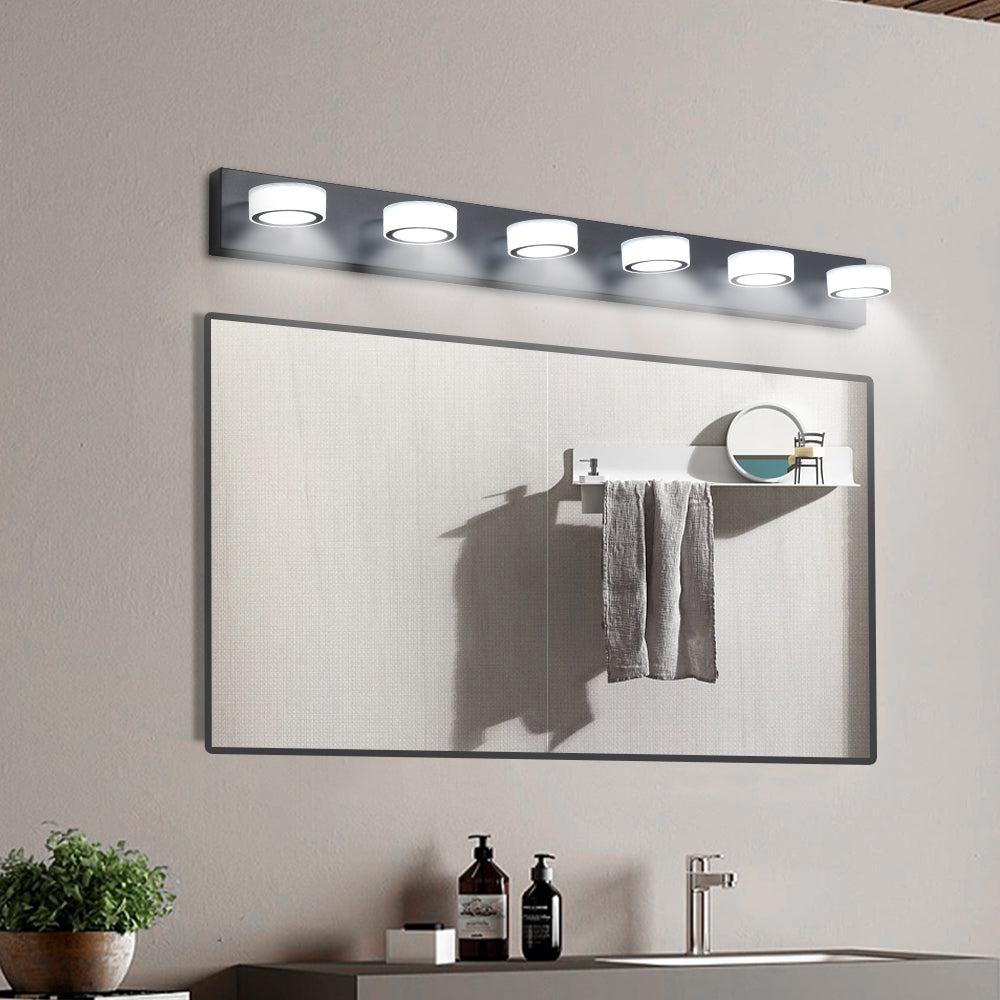 (Same as W1340110595/L2010) LED Modern Black 6-Light Vanity Lights Fixtures Over Mirror Bath Wall Lighting