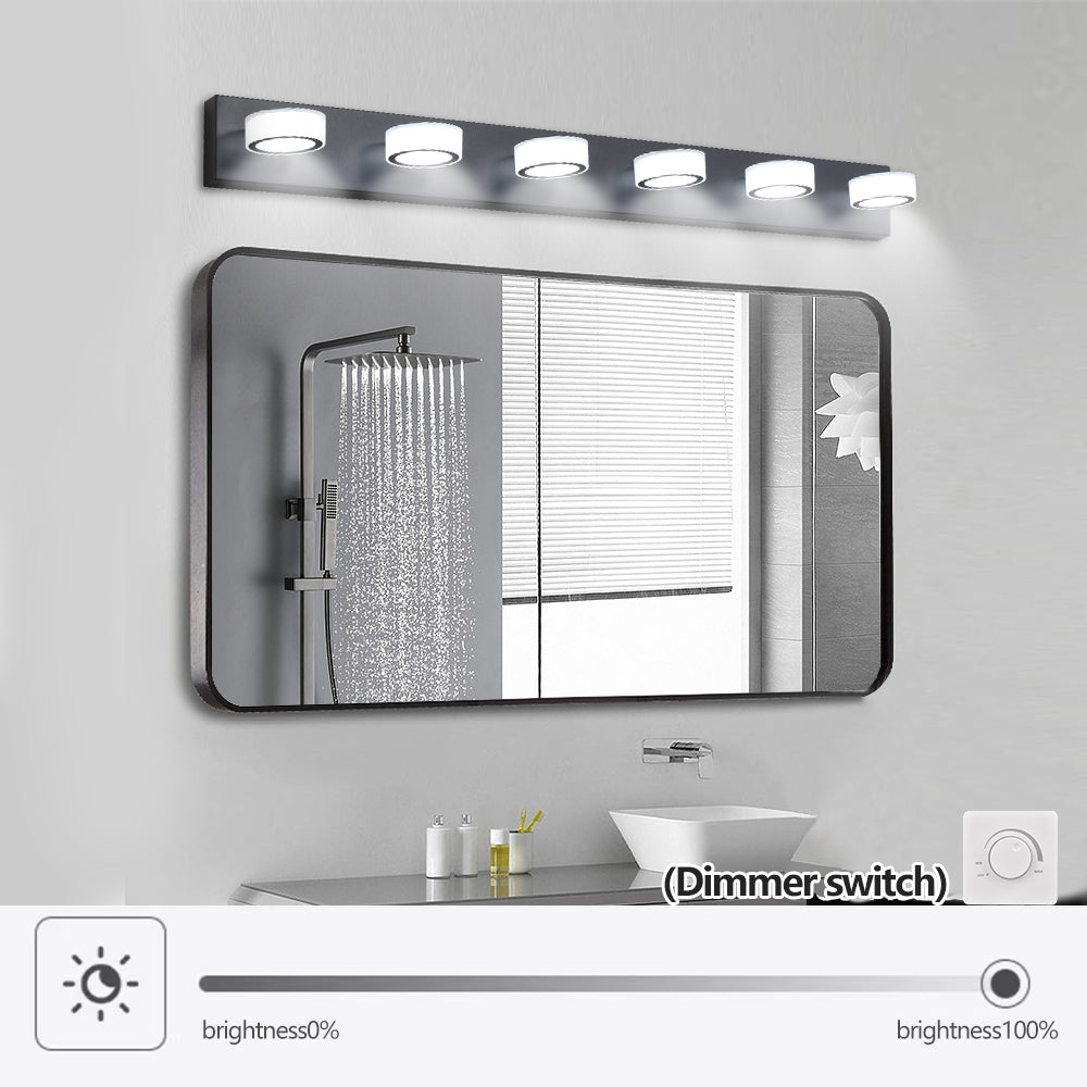 (Same as W1340110595/L2010) LED Modern Black 6-Light Vanity Lights Fixtures Over Mirror Bath Wall Lighting