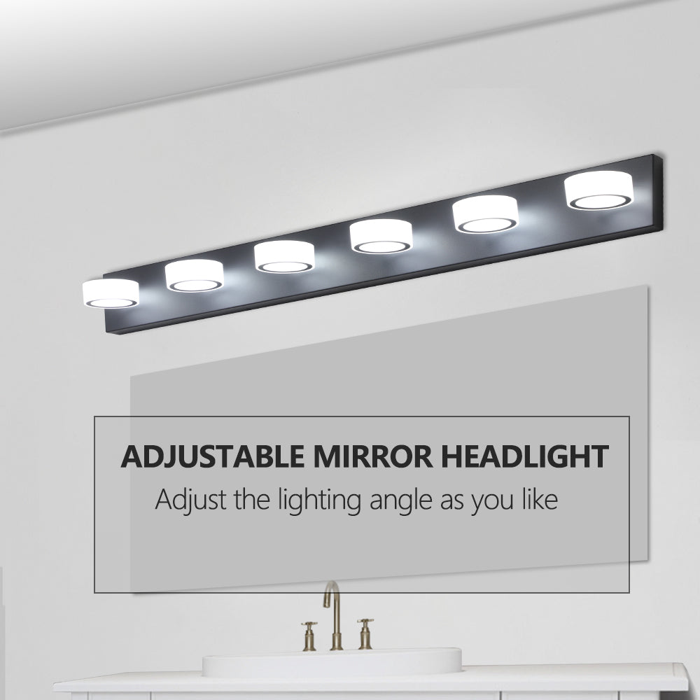 (Same as W1340110595/L2010) LED Modern Black 6-Light Vanity Lights Fixtures Over Mirror Bath Wall Lighting