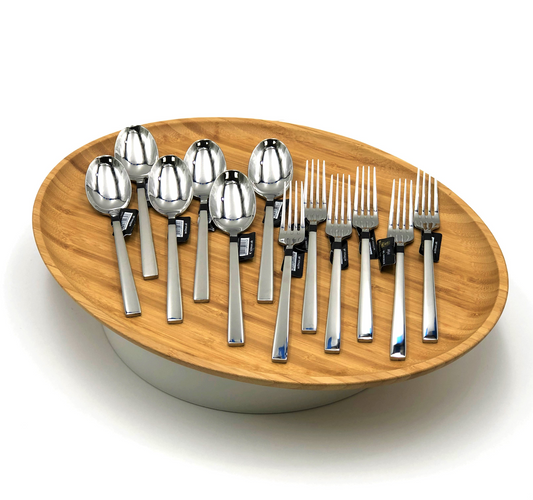 13 Piece 18/10 Stainless Steel Fork And Spoon Dinner Set By With A Square Solid Handle